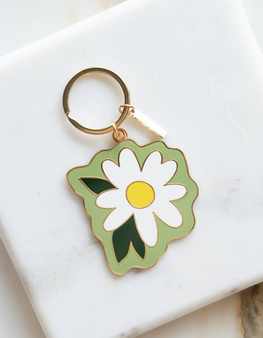 Daisy Enamel Keychain