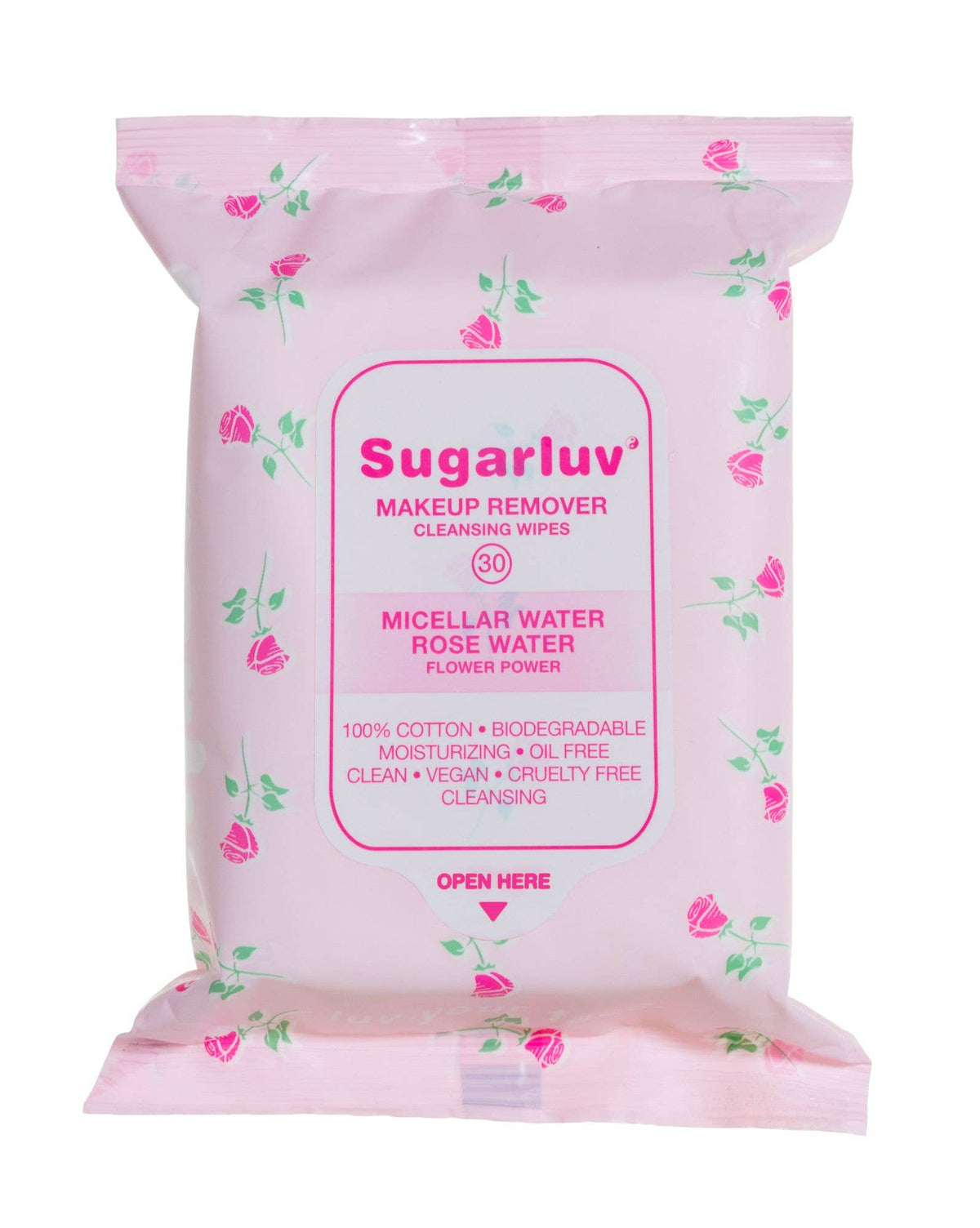 Makeup Remover Cleansing Wipes Micellar Water Rose 30 Count