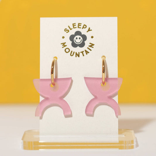 Abstract Hoop Earrings in Pink Arch