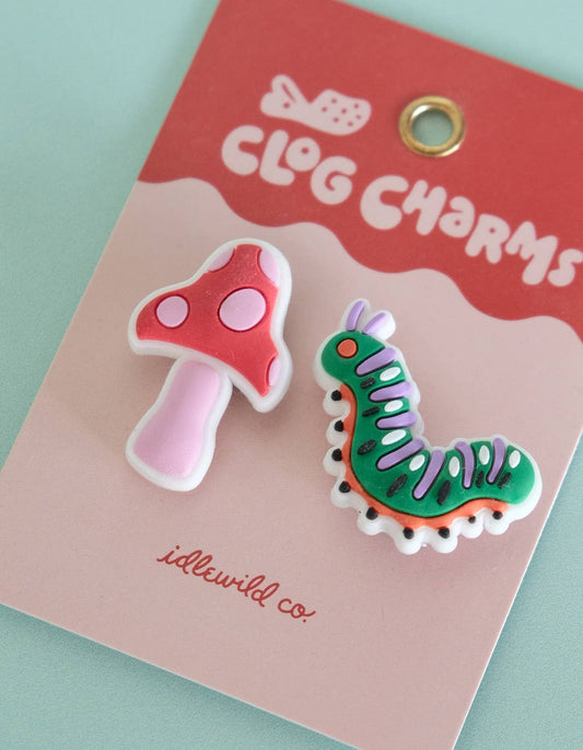 Mushroom & Caterpillar Croc Clog Charms