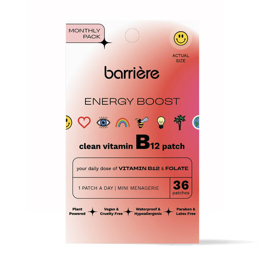 ENERGY BOOST clean Vitamin B12 patch 36pk icon symbols