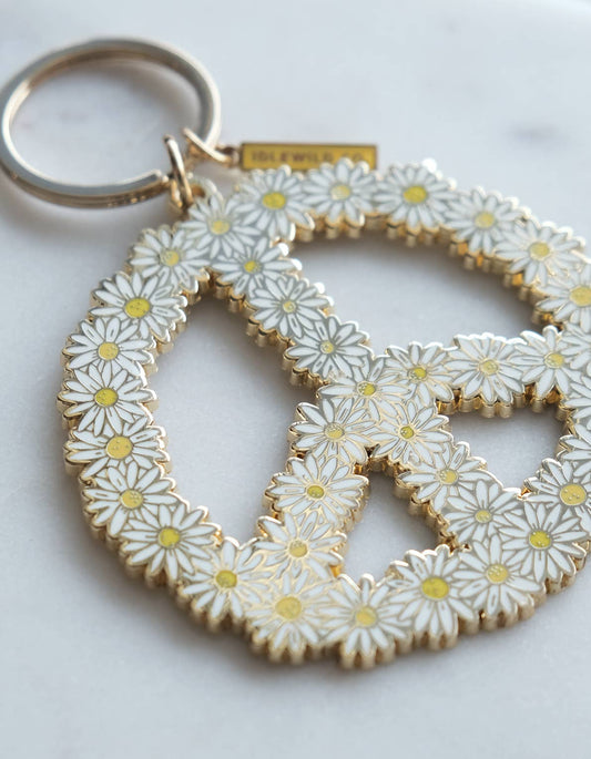 Peace Daisy Enamel Keychain
