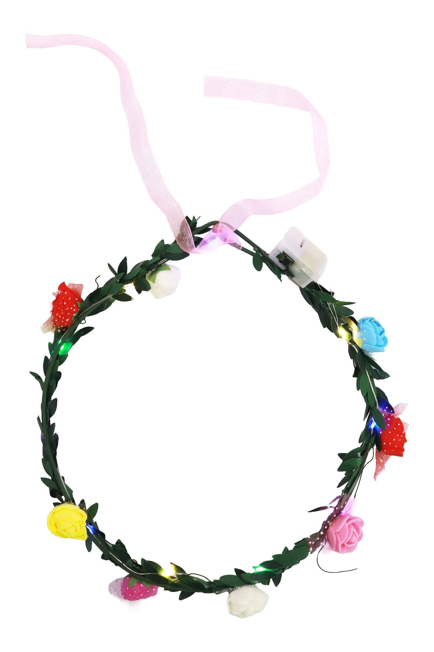 LED Light Up Mini Rose Lace Ribbon Flower Crown