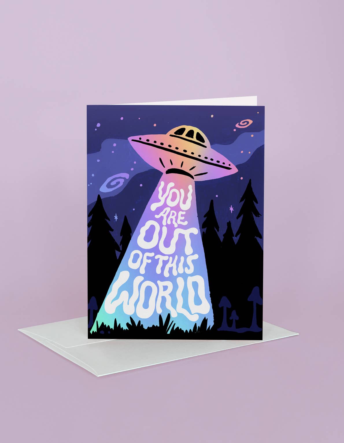 Holographic Foil Spaceship Greeting Card