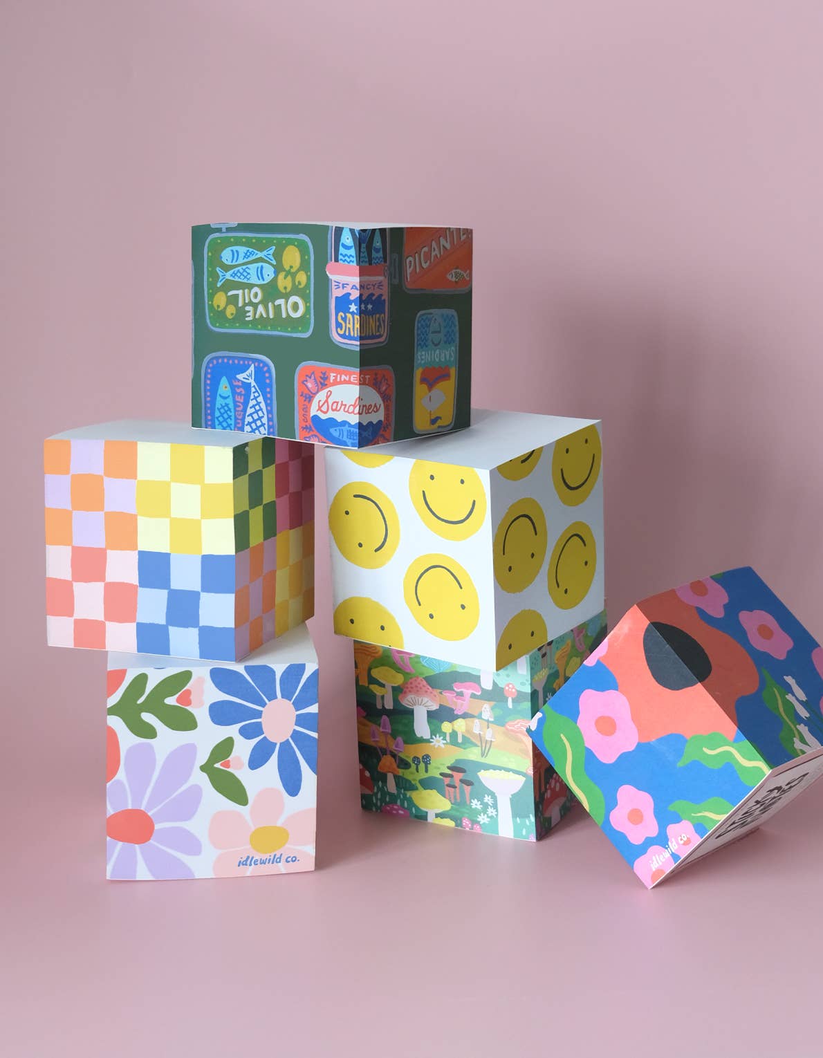 Primary Blooms Sticky Note Cube