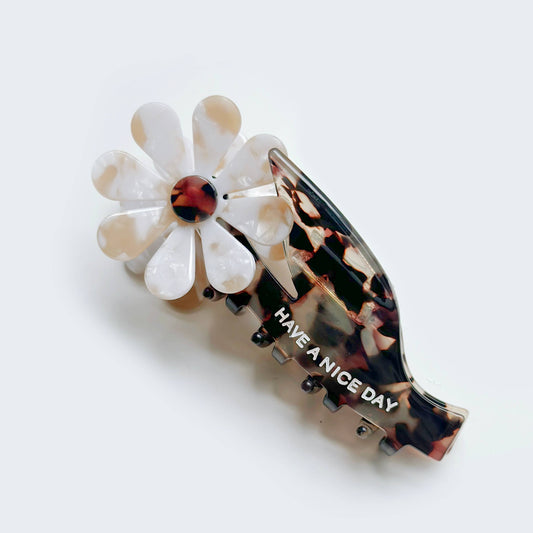 Floral Have a Nice Day Hair Claw Clip