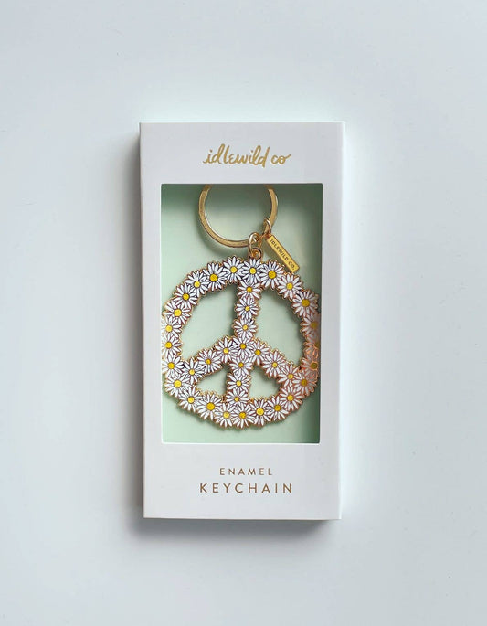 Peace Daisy Enamel Keychain