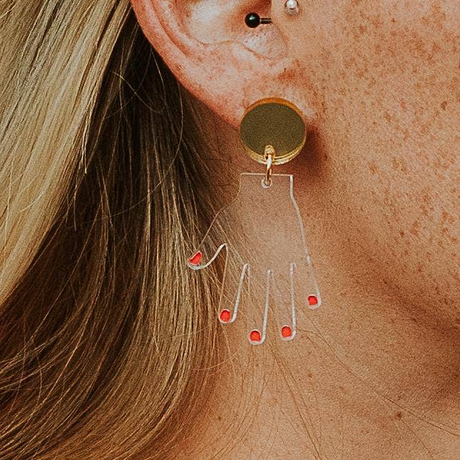 Hand Earrings - Dangle Nail Polish