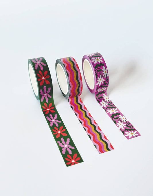 Wavy Daisy Washi Tape, Set of 3