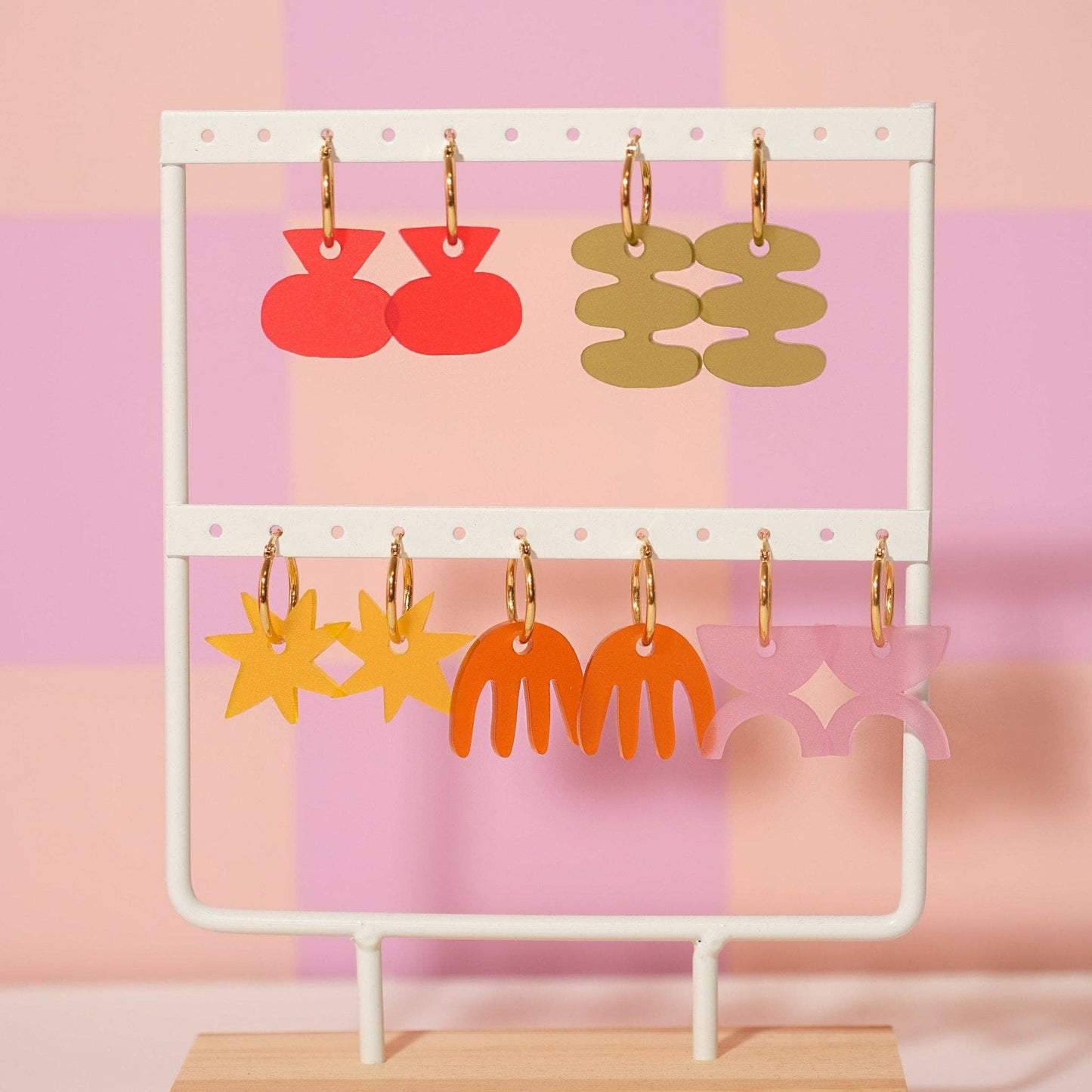 Abstract Hoop Earrings in Orange Comb