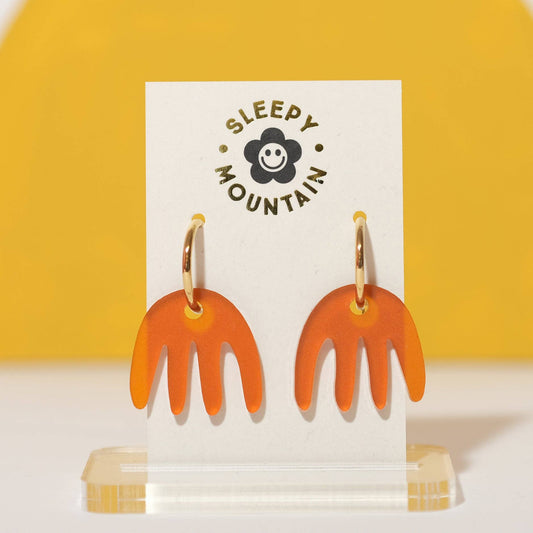 Abstract Hoop Earrings in Orange Comb