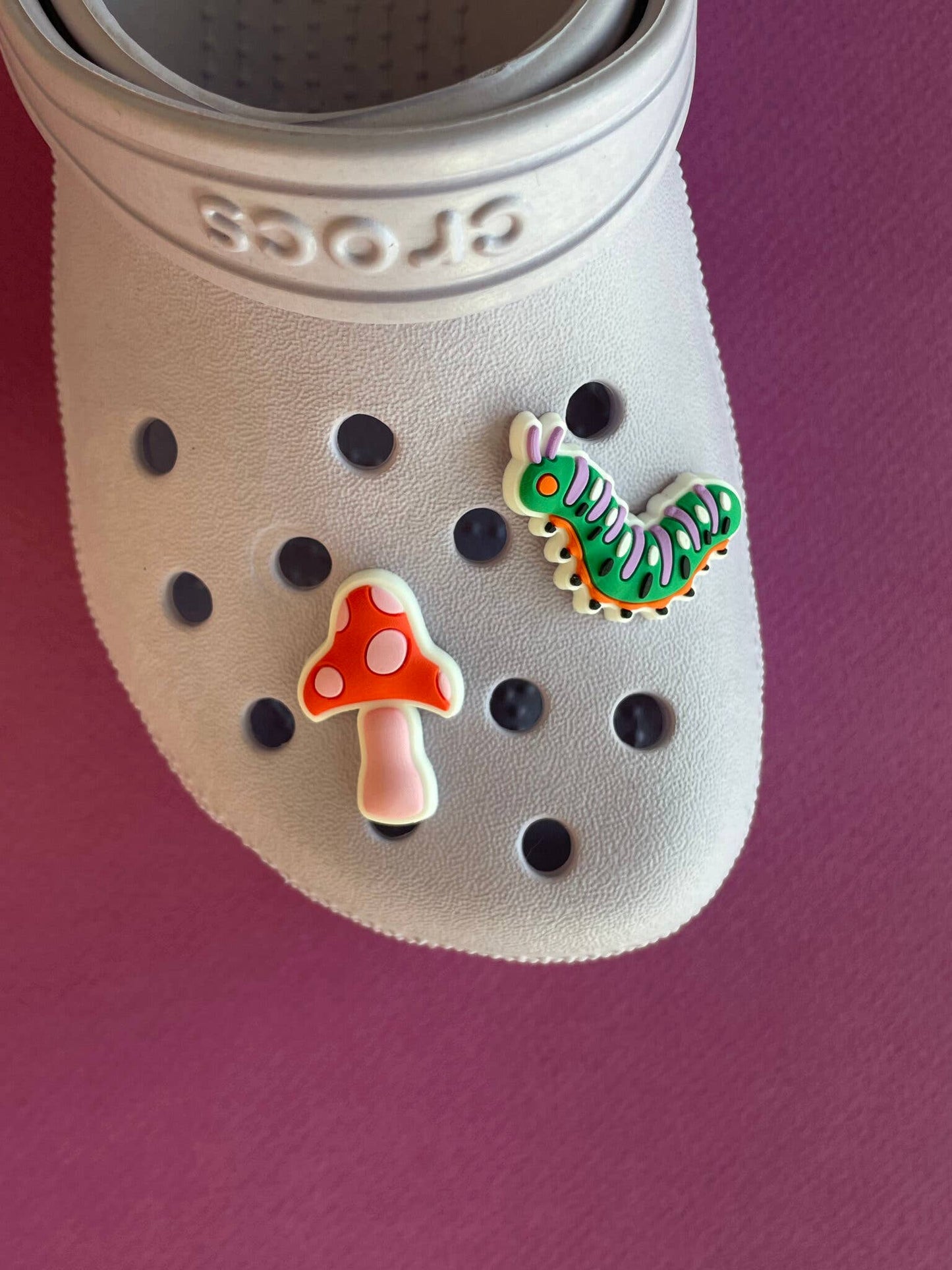 Mushroom & Caterpillar Croc Clog Charms