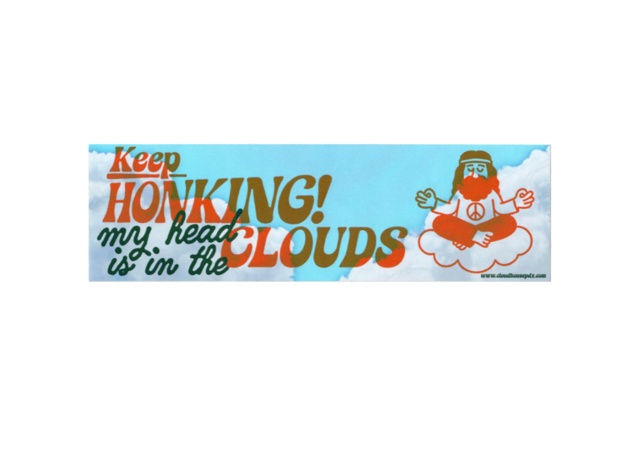 Meditation Man "Keep Honking" Cloudhouse Bumper Sticker