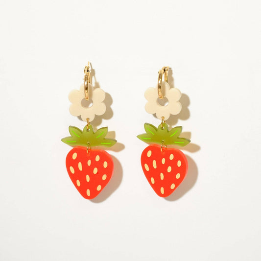 Strawberry Blossom Hoop Earrings