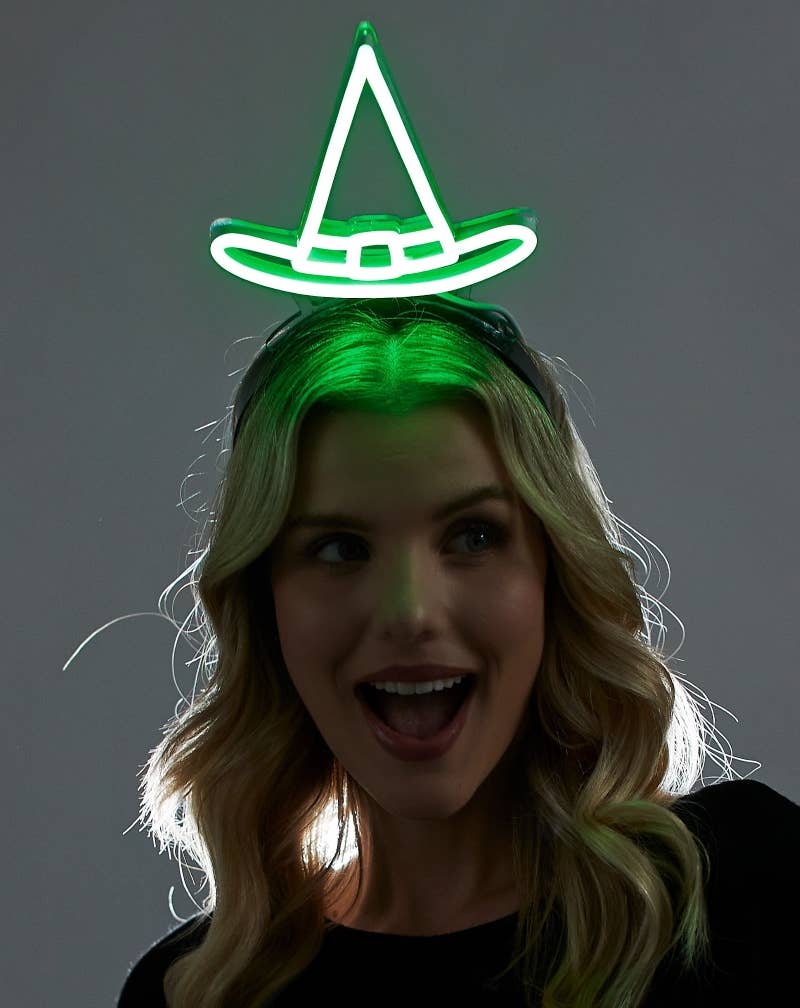 Light-Up Green Witch Hat Headband