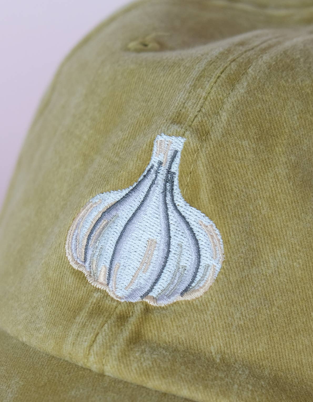 Garlic Embroidered Hat in Washed Mustard