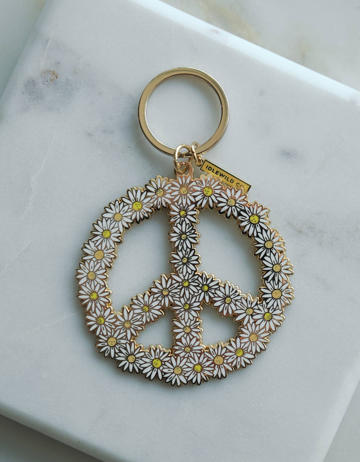 Peace Daisy Enamel Keychain
